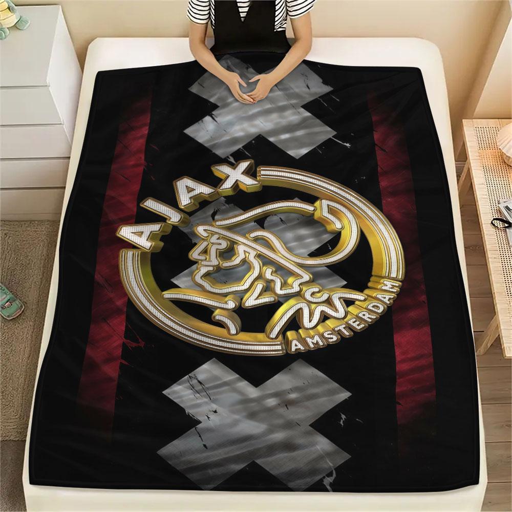 AFC Ajax Printed Flannel Blanket, soft throw for bedroom sofa, washable, fan merchandise, great gift.