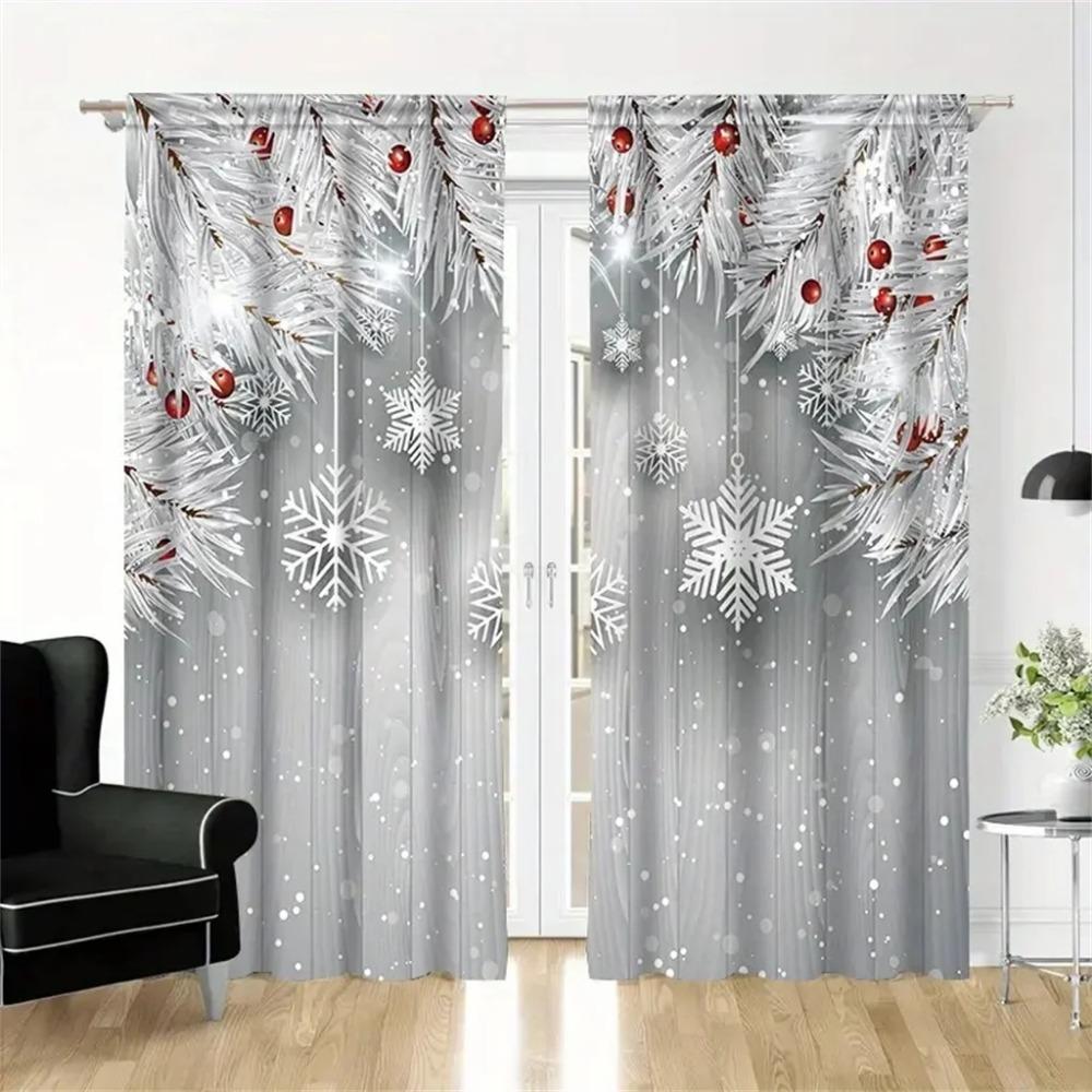 Set Of Santa Claus Christmas Drapes Digital Print Rod Pocket Design 100 Polyester Perfect For Living Area Kitchen Area Bedroom