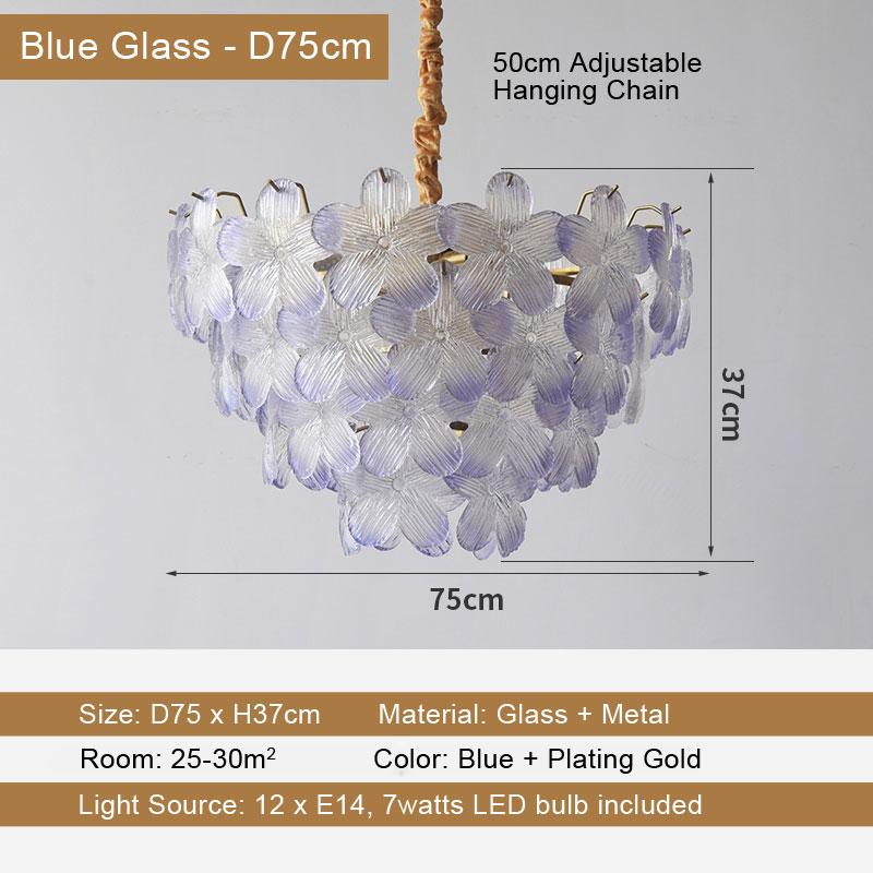 French Style LED Flower Pendant Light - Modern Glass Hanging Lamp for Living Room, Dining Room & Bedroom Home Decor
