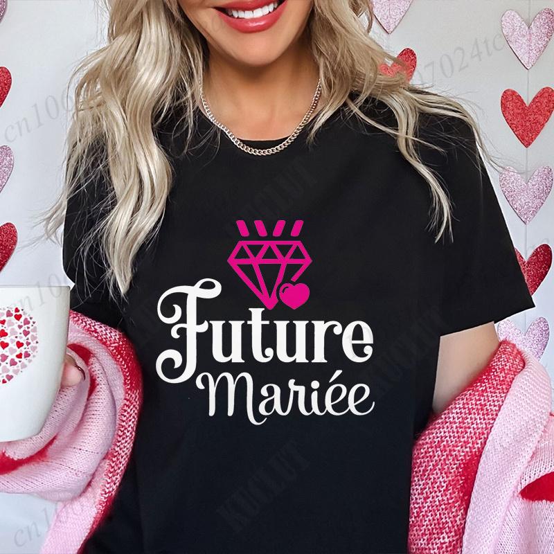 Team Bride Tshirt Women Bachelorette Hen Bridal Wedding Party T-Shirts Tees Evjf Future Clothing French Single Farewell Tops