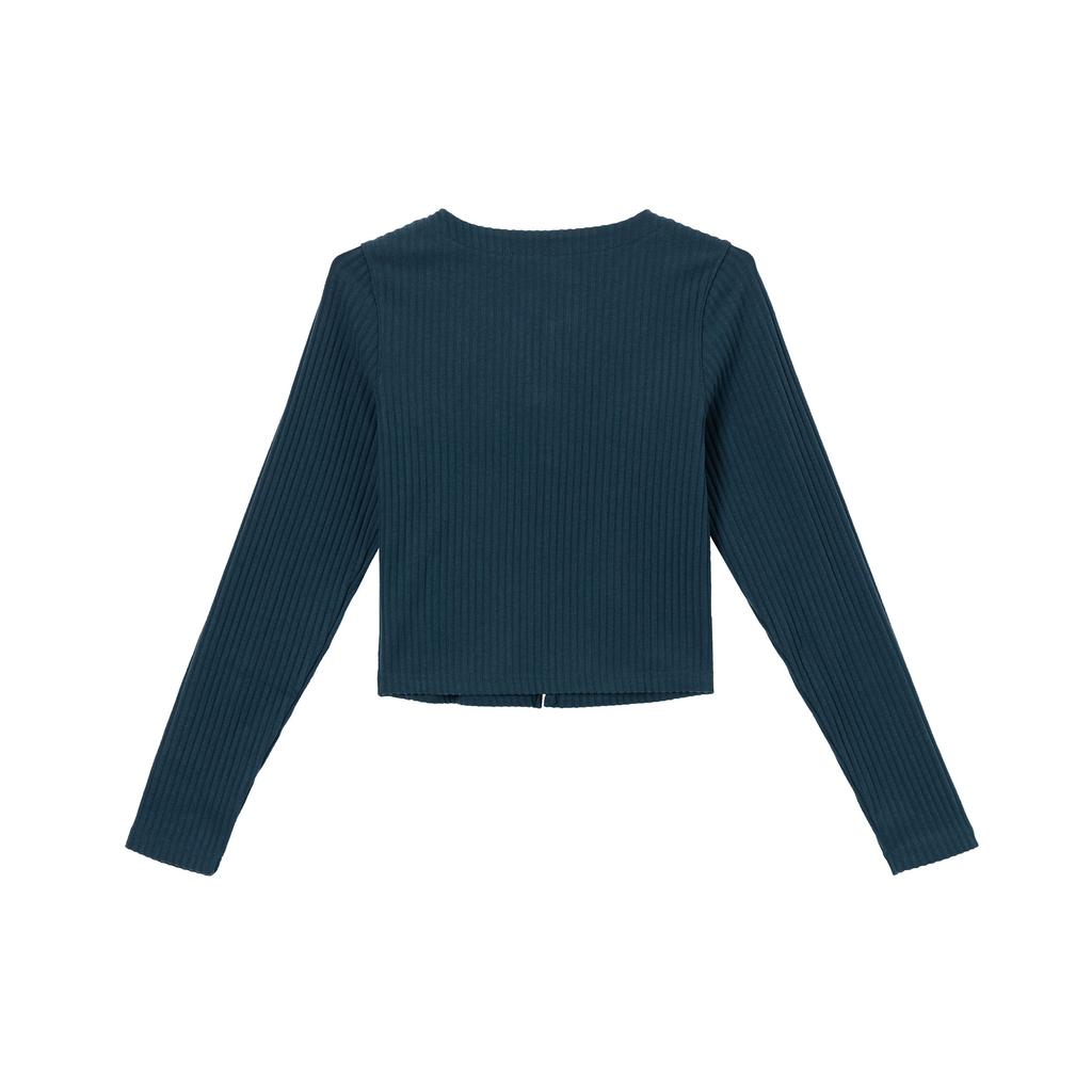 Nike Solid Color Comfortable Slim Fit Full Zip Ribbed Knit Sweater Women sweater Navy-Blue FN3683-478