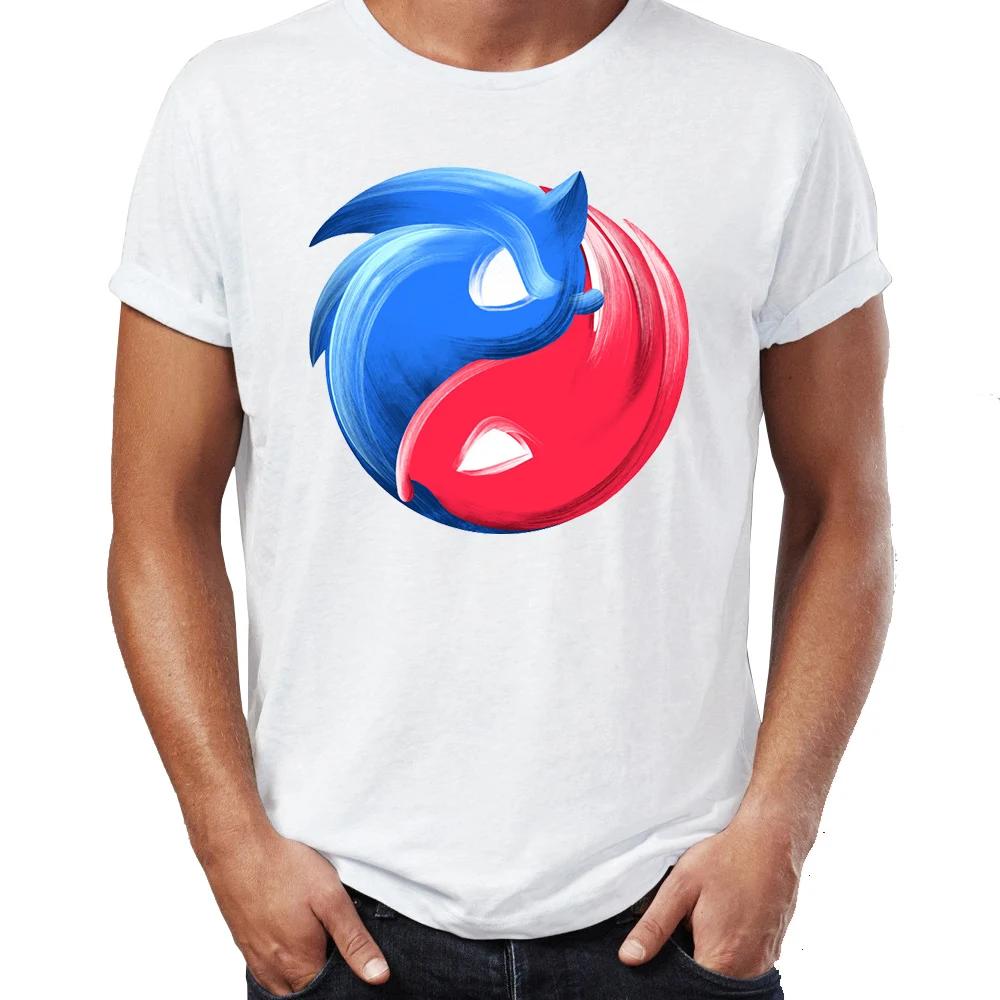 

New Men s short sleeve T-shirt Sonic Knuckles Yin Yang Great art print T-shirt Loose T-shirt top Harajuku Streetwear S