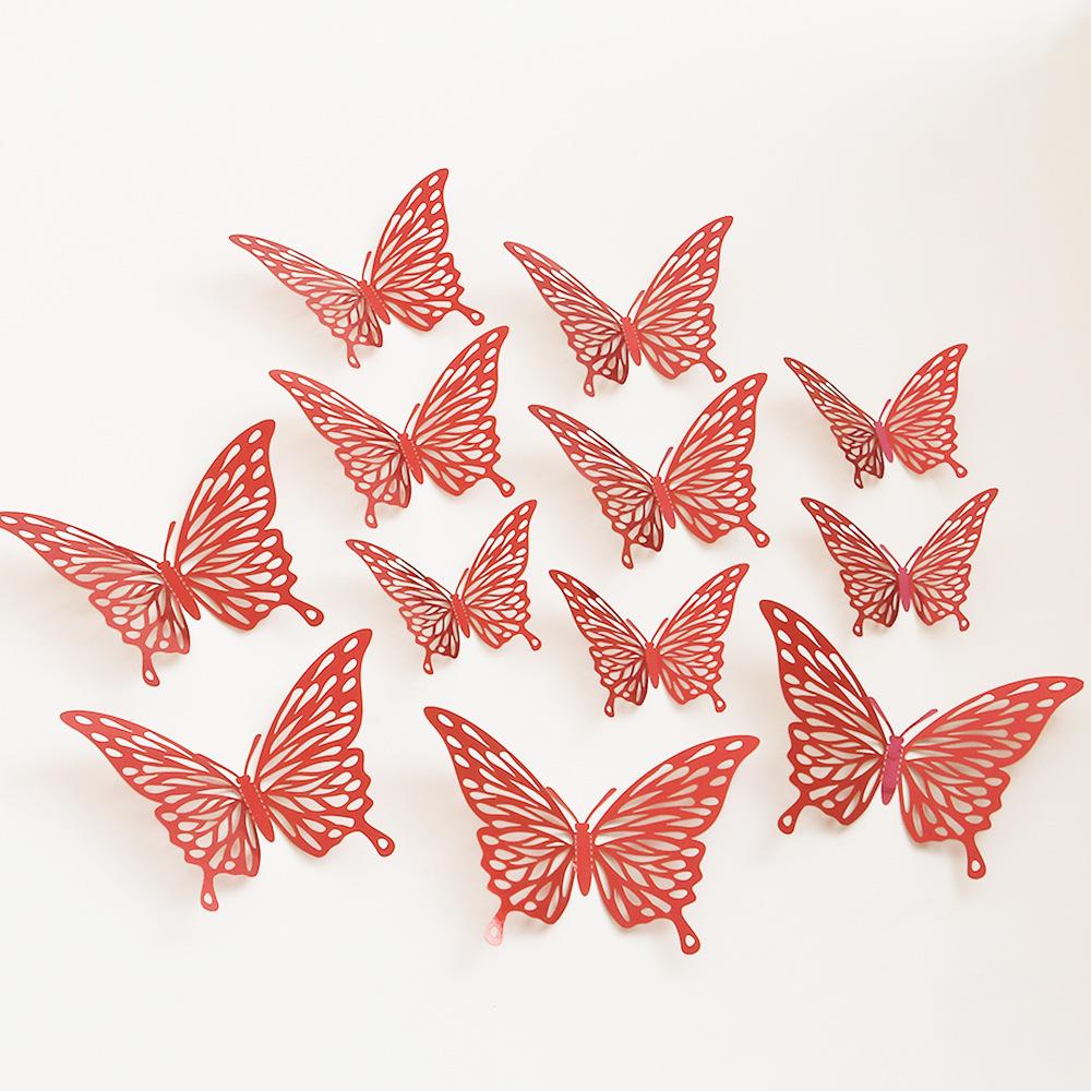 Schwarze 3D-Schmetterlings-Wandaufkleber für Wohnzimmer, Feiertags- oder Hochzeitsdekoration.