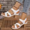 New sandals spring and summer high-heeled sandals leak toe cross strap Velcro high-heeled large-size sandals