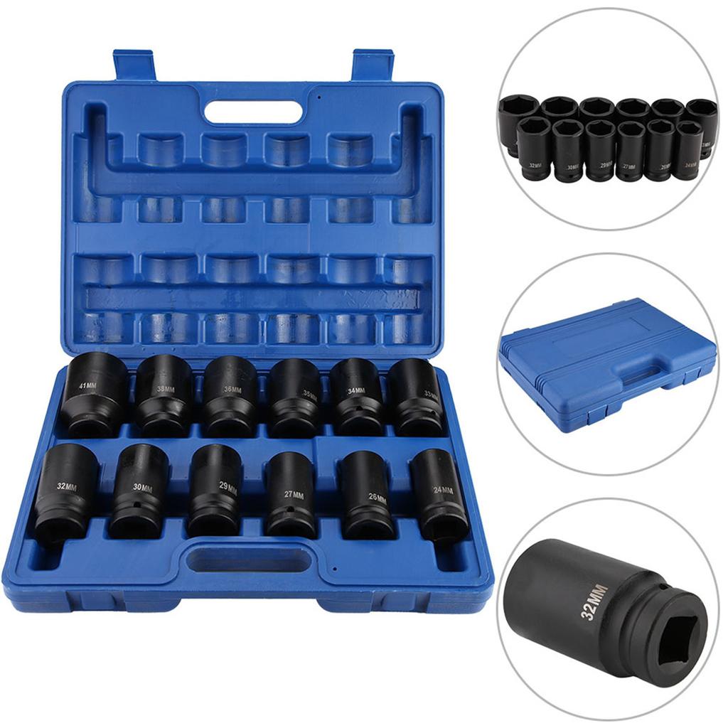 12pcs 3 4 Inch Durable Drive Deep Impact Socket Set 24‑41mm