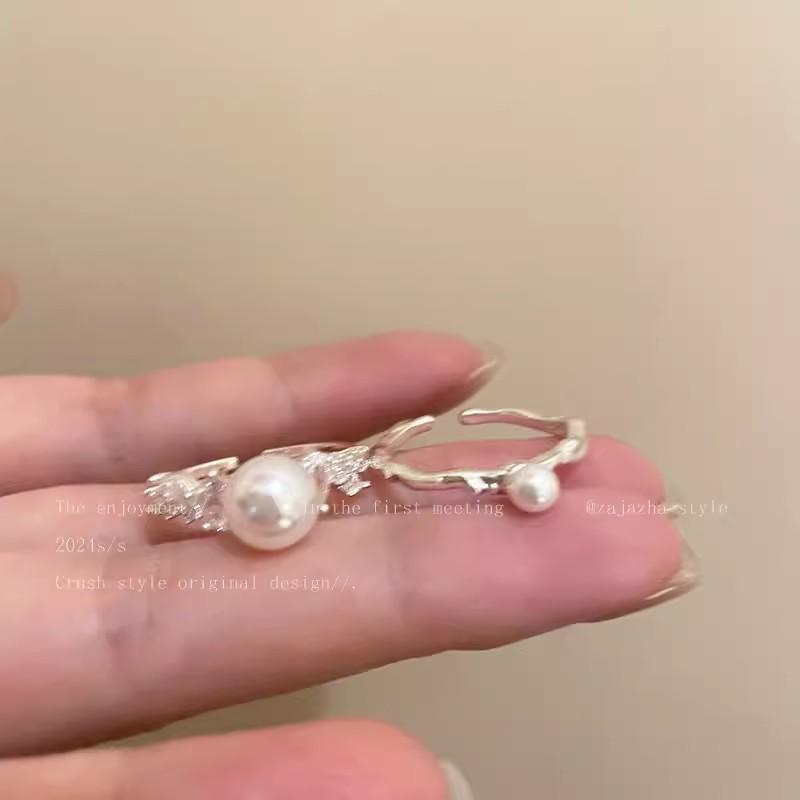 Pearl Zirconia Open Ring - Elegant Finger Ring for Women, A Rare Design Ring for The Finger.