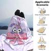 1pc Rabbit Bow Blanket Lightweight Flannel Throw for Sofa Bed Travel Camping Livingroom Office Couch Chair