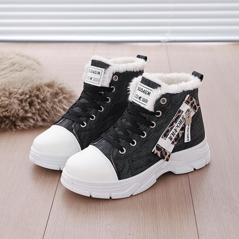 

New Canvas High-top Women s Shoes, Breathable Thick-soled Height-increasing Casual Shoes, Martin Boots for Sports 43 чёрный