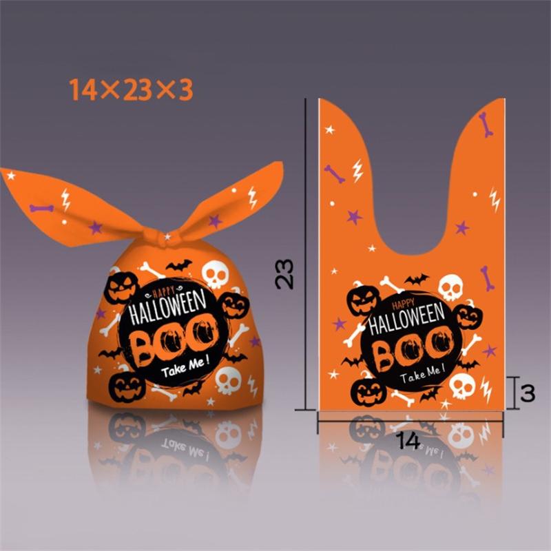 10/50 Stück Frohes Halloween Hasenohr Keks Plastiktüten Süßigkeiten Geschenktüten Kekse Snack Backen Verpackung Halloween Partyartikel