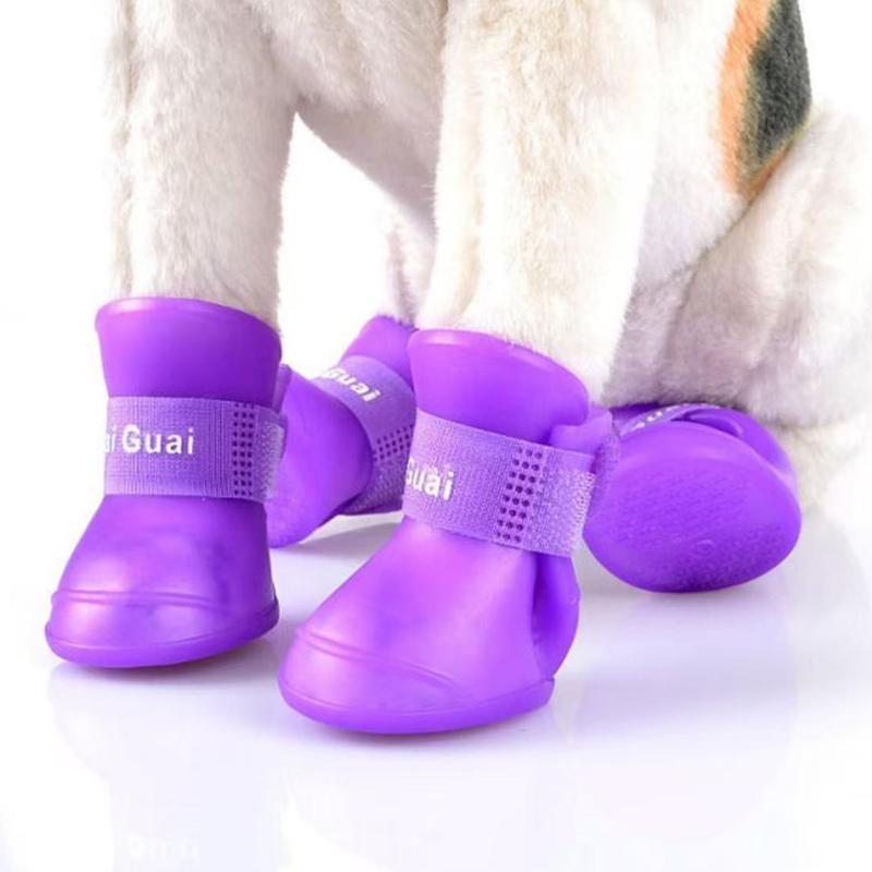 4 ks Potřeby pro domácí mazlíčky Psi Kočky Protiskluzové Vodotěsné Boty Jednobarevné Ochranné Boty do Deště Psí Holínky pro Malé Psy Chrání Tlapky Mazlíčků