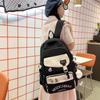Women Contrast Color Large Capacity Schoolbag Letter Print Backpack for Middle School Students