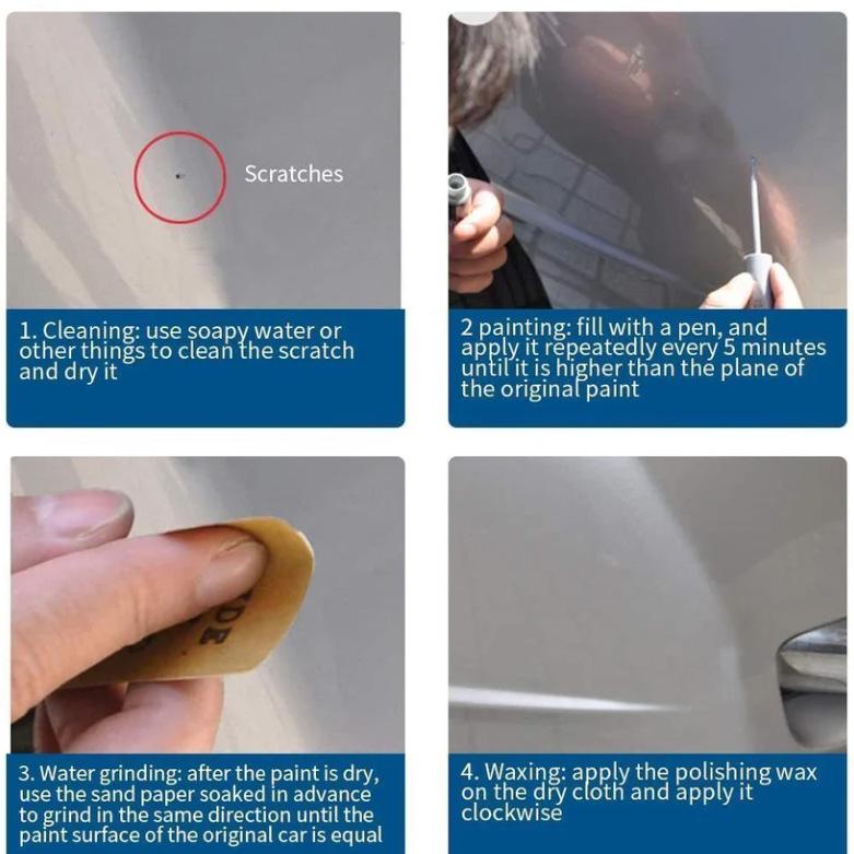 Pearl White Car Scratch Touch-Up Pen for Deep Mark Removal and Silver Self-Spray Paint