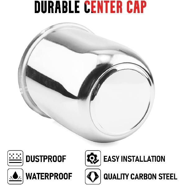 RTRHINOTUNING 1PC Push Through Wheel Center Caps 3.19inch Chrome Silver for Truck Wheels Rim Trailer