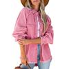 Giacca da donna in denim Colletto rovesciato Distress Orlo con frange Bottone Tasca grande Lavato Tinta unita Cappotto oversize da donna di media lunghezza oversize Lavato