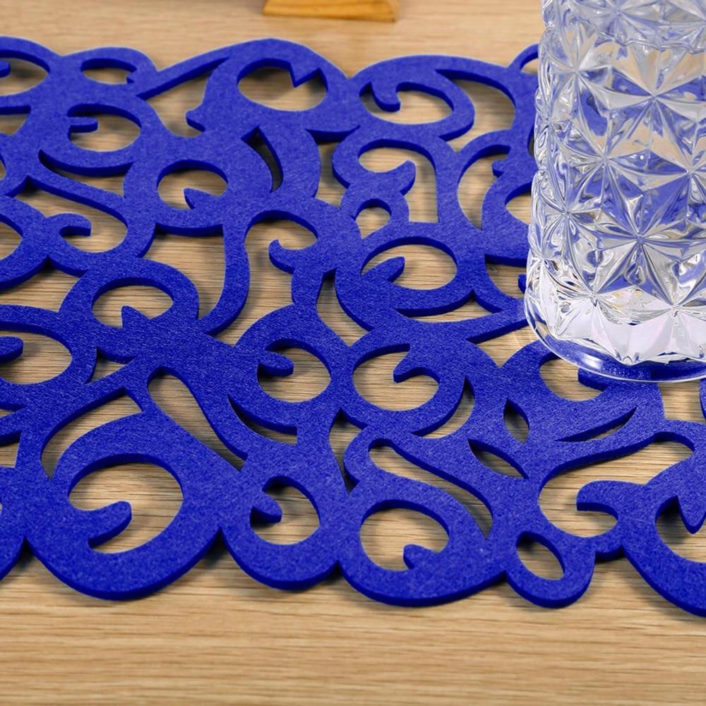 Rectangle Shape Felt Placemats Washable Hollow Out Felt Table Mats Dining Table королевский синий