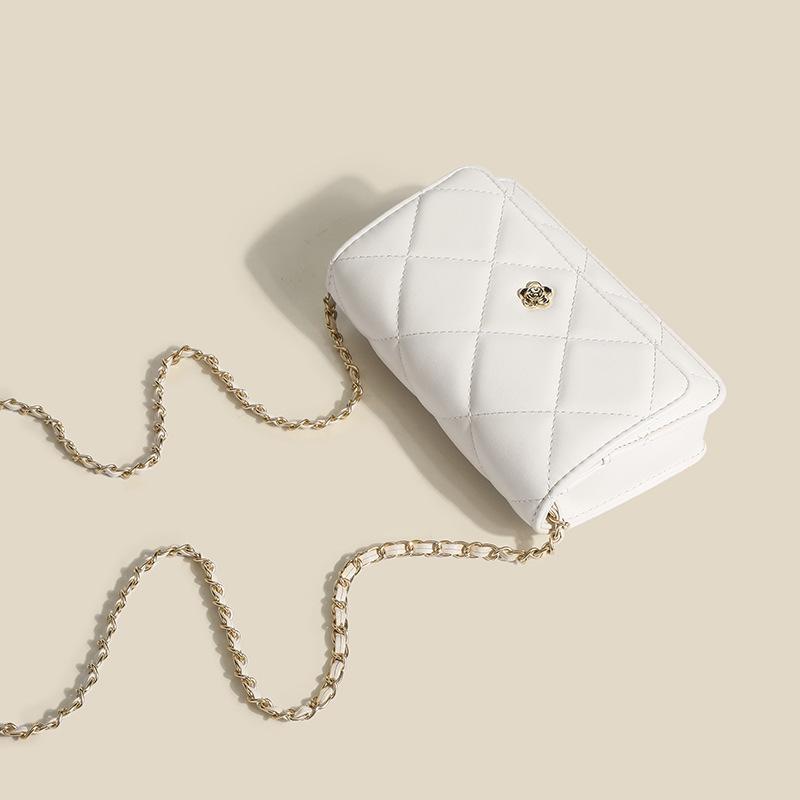 2023 Classico Camelia Diamante Catena Messenger: Versatile Borsa a Spalla Unica Quadrata Piccola Squisita di Alta Gamma