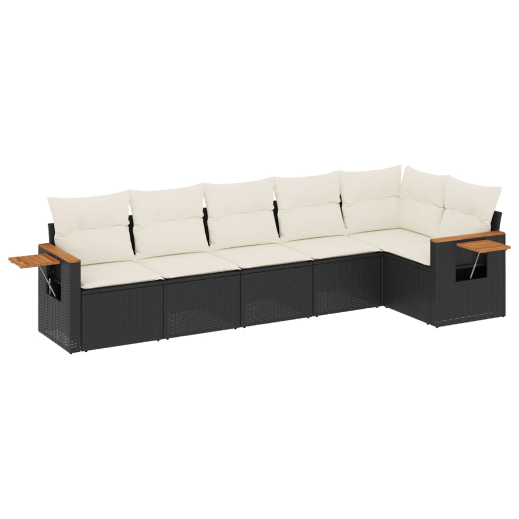 Vidaxl 6-Cz. Set di Mobili da Giardino con Cuscini, Polyrattan Nero