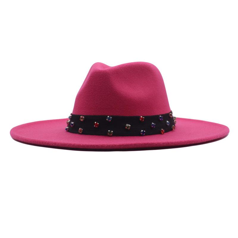 European and American New Felt Jazz Hat British Gentleman Woolen Colorful Diamond Ribbon Top Hat