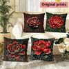 Vintage Peony Floral Print Throw Pillow Covers Pattern Cushion Cover Suitable For Sofa Bedroom Car Pillow Cover