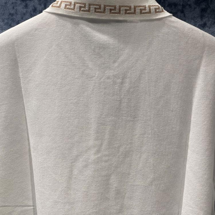 Versace SS24 Letter Embroidery Straight Cut Casual Short Sleeve Polo Shirt Men Polo Shirts White 1011851-A231377-2W110
