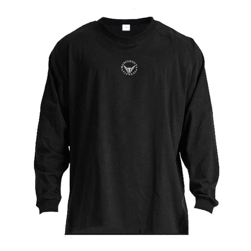 

Muscleguys, мужская весенне-осенняя повседневная хлопковая футболка, модный молодежный свободный топ с круглым вырезом большого размера M