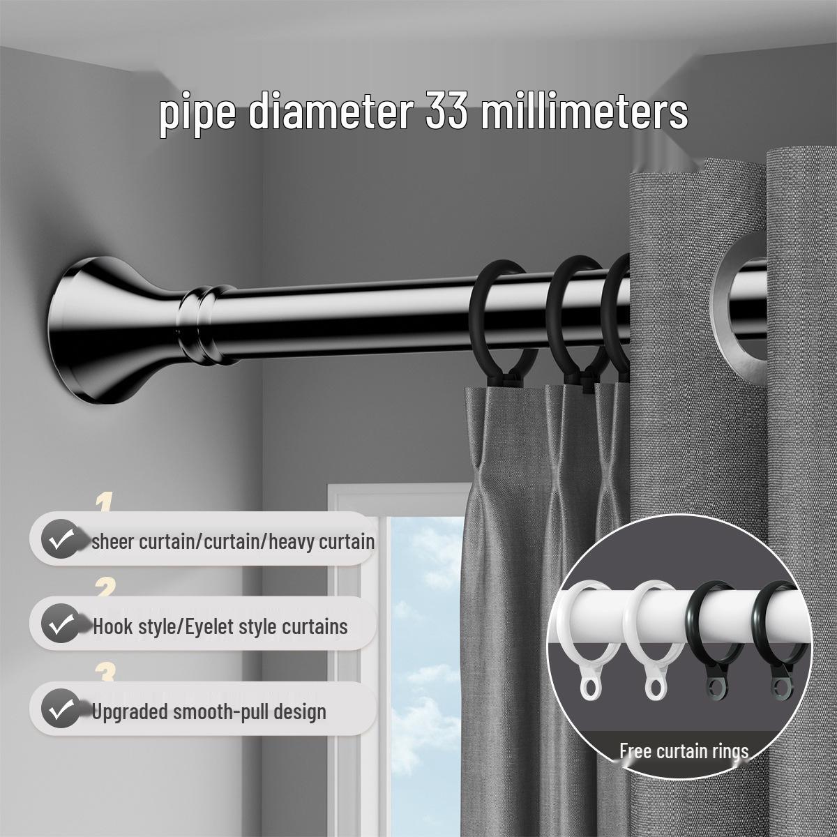 

Римский телескопический карниз без сверления для штор и сушки одежды с одинарным кронштейном Telescopic: 2.6-3.5m [Includes 20 Rings]