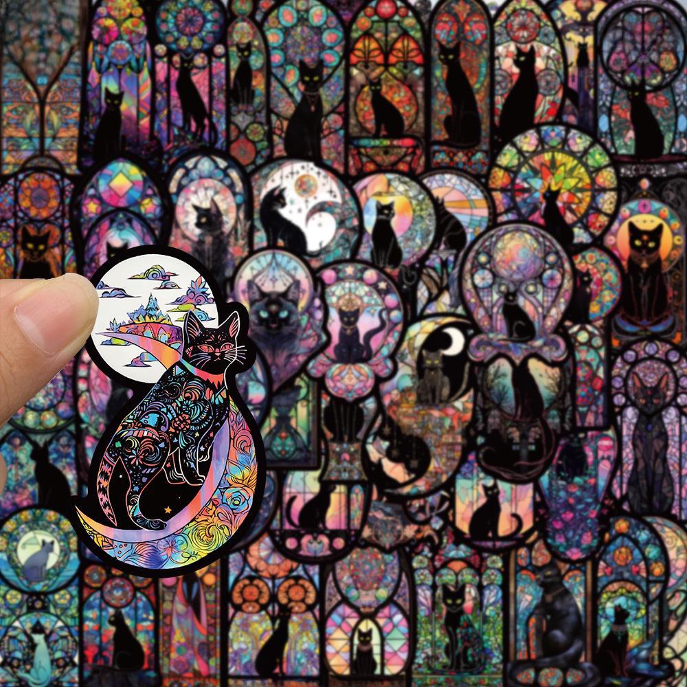50 Dark Cat Gothic Graffiti Stickers for Phones, Cups, Guitars, Skateboards & More (Waterproof)