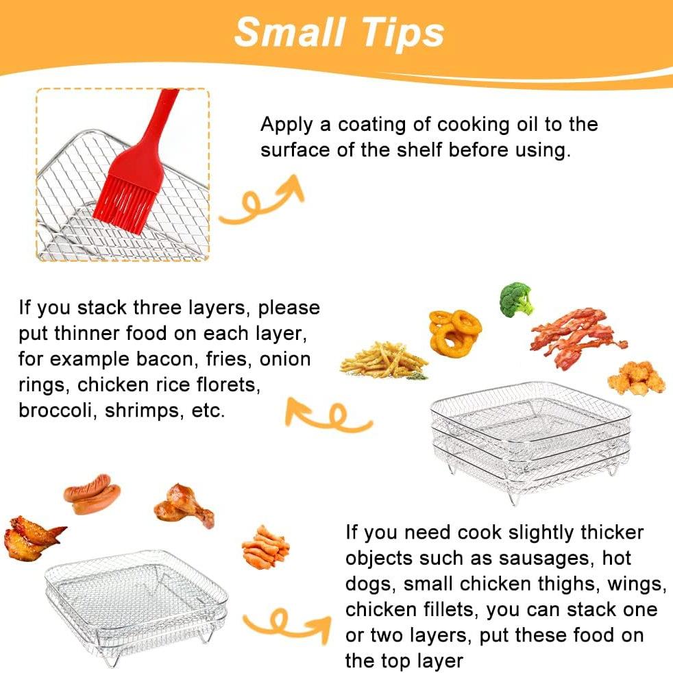 Air Fryer Rack Stackable Multi-Layer Stainless Steel Dehydrator Rack Air Fryer Basket Tray For Kitchen Accessories