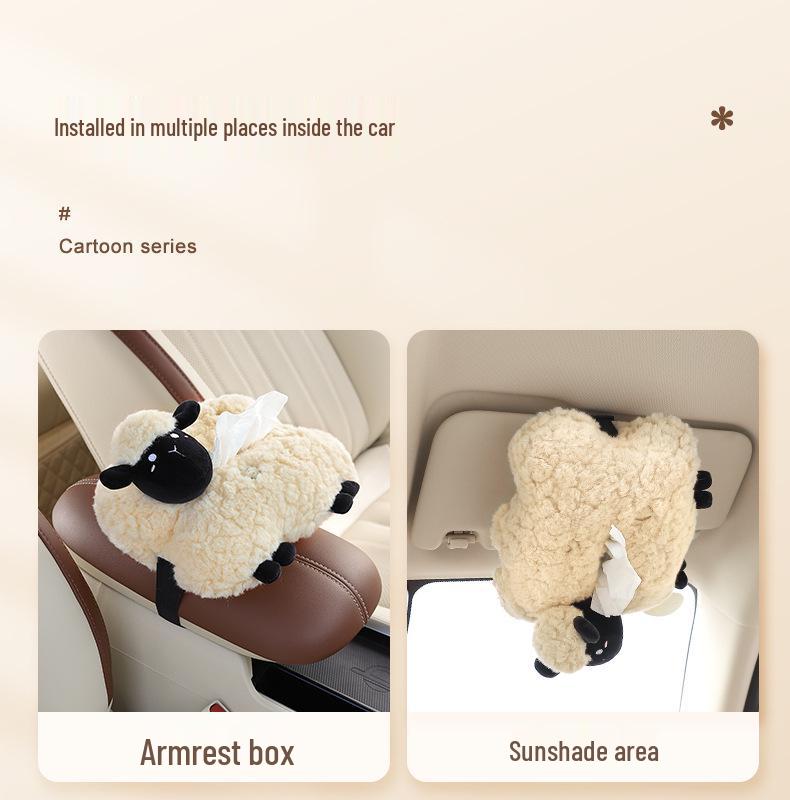 Cartoon Hanging Car Tissue Box - Cute Decorative Pull-out for Armrest