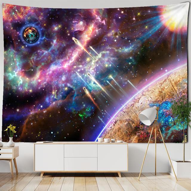 Blue Starry Sky Stars Universe Space Tapestries Wall Hanging Big Tapestry Psychedelic Mysterious Stars For Dorm