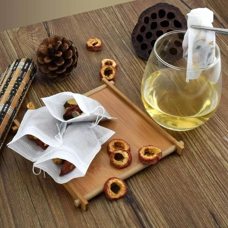 100-500PCS Disposable Tea Bags Filter Paper Non-woven Sealing Teabags with Drawstring Kitchen Teaware Coffee Loose Tea Spice Bag