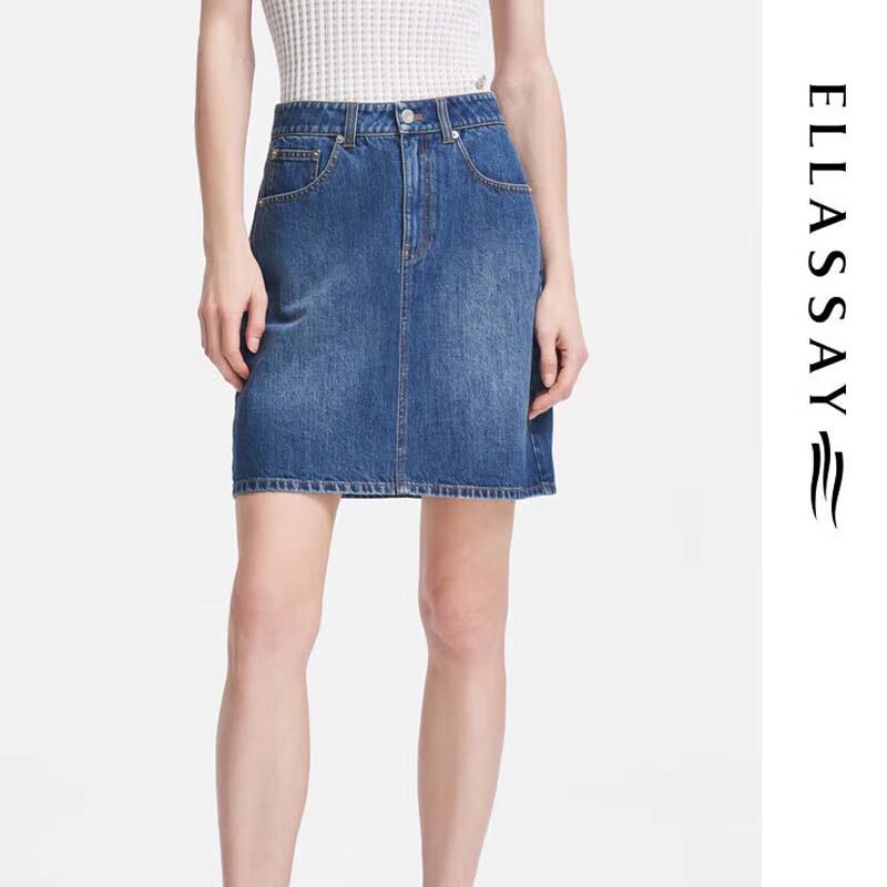 ELLASSAY Women s High-Waist Denim Mini Skirt S