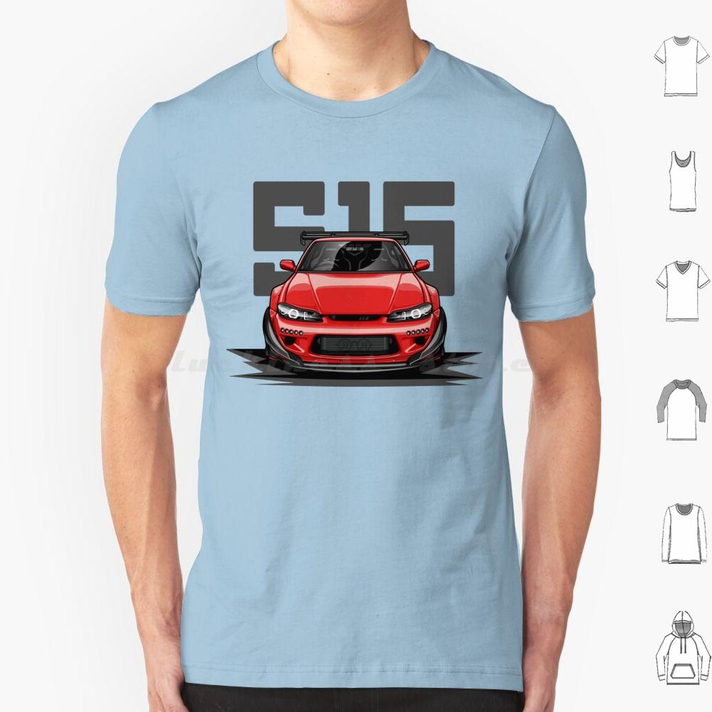 Silvia S15 Front  Candy Red  T Shirt 6xl Cotton Cool Tee Car Automotive Racing Vehicle Race Cool Sports Supercar Fitment Man