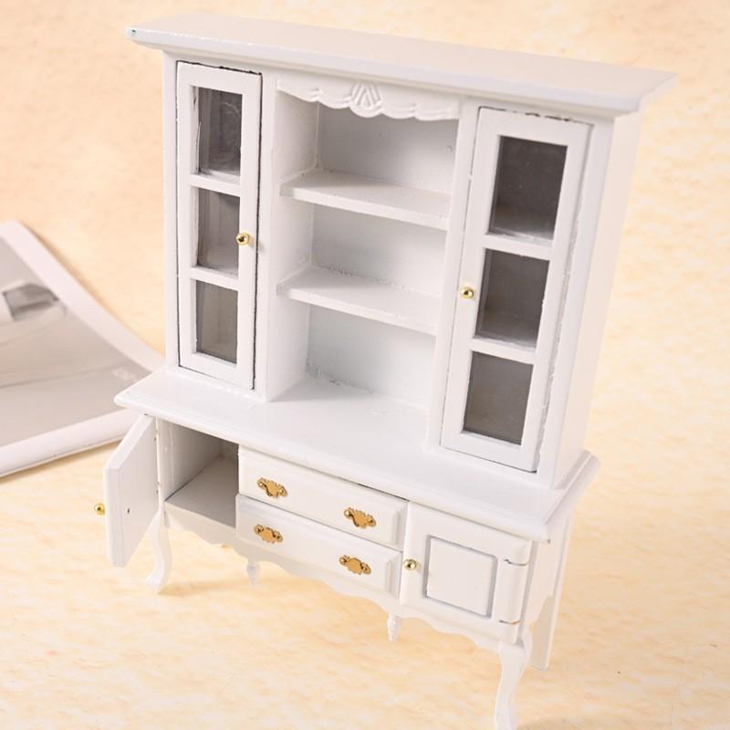 1:12 Scale Miniature Wooden Cabinet Dollhouse Decor Handcrafted Birch Wood Furniture Accessory In Classic American Style