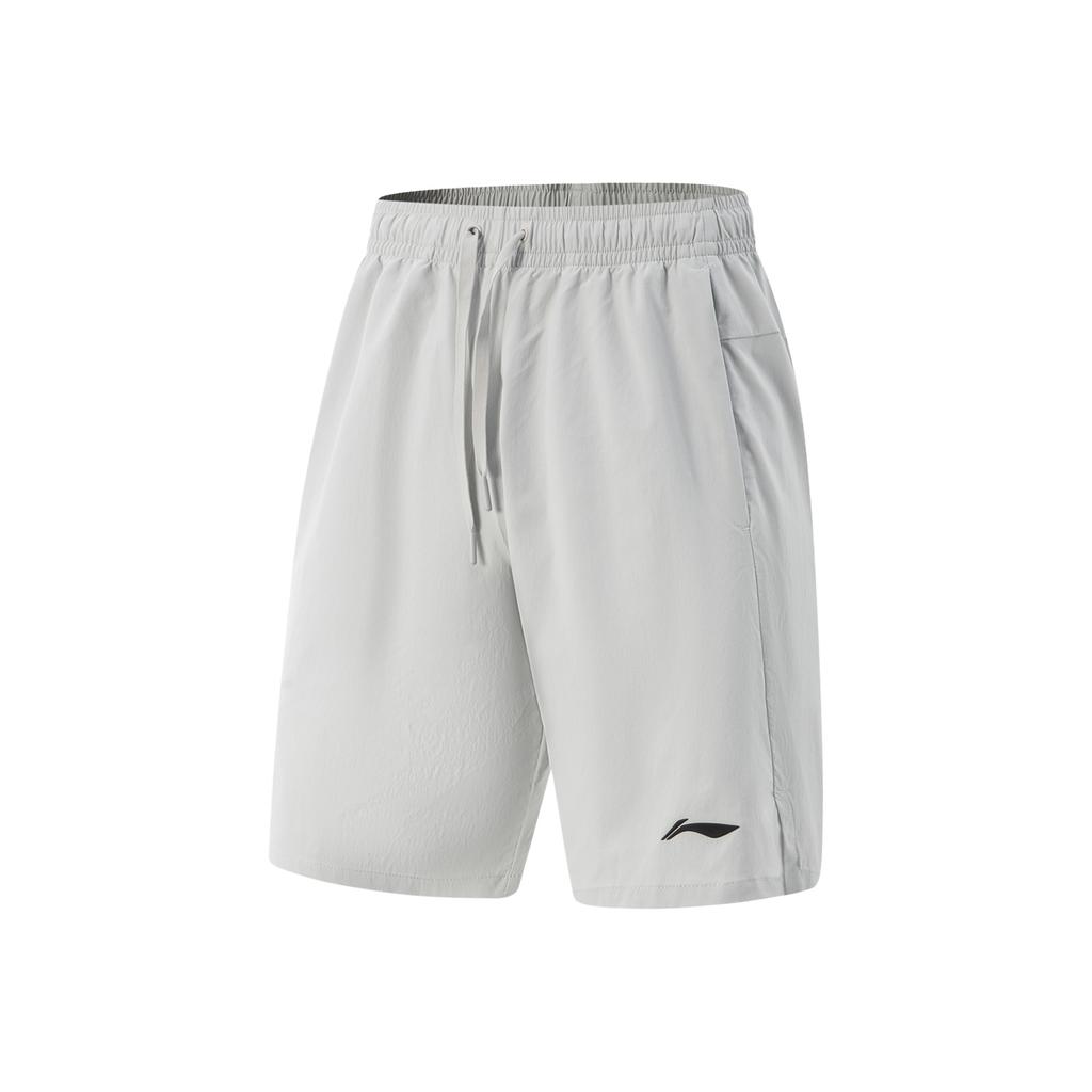 Li-Ning Comfortable Sports Simple Versatile Solid Color Lace-Up Mid-Waist Five-Point Casual Shorts Men Shorts Coin-Gray AKSV429-6