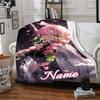 Custom Name Pink Hair Warrior Blanket for Couch & Bed, Plush Cozy Fuzzy Blanket Super Soft & Warm Blankets for Fall and Winter. 0908173