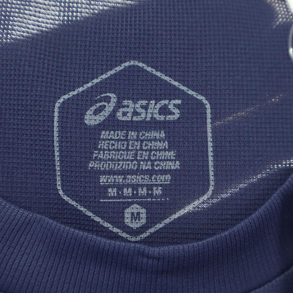 Unused Asics Print Short Sleeve Round Neck T-shirt M Navy Men's Used