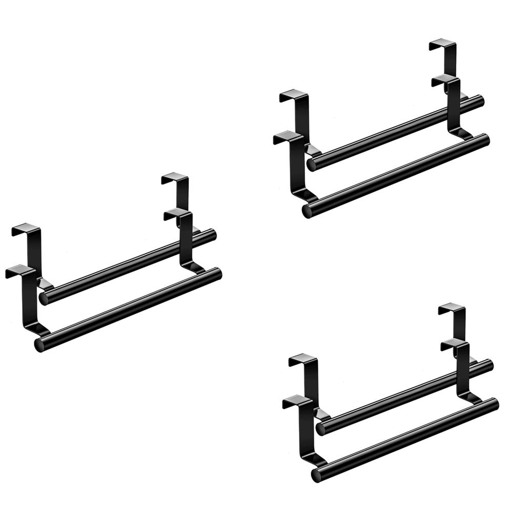BAAJ-Over The Door Towel Rack, Kitchen Towel Holder, Over Cabinet Towel Bar, Matte Black 6 Pack,For Hand, Dish, Tea Towels