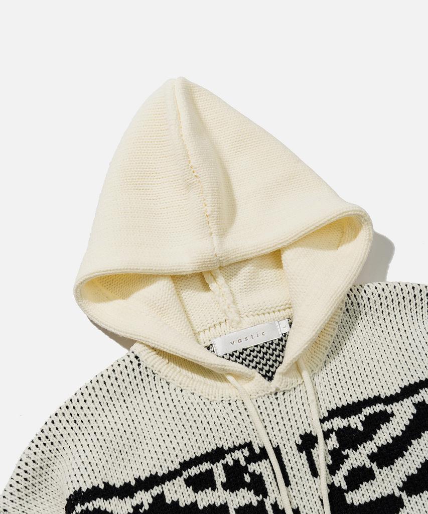 VASTIC Bone Jacquard Hoodie Knit_White / Black