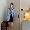 Blue Long-Sleeve Women's Layering Shirt Jacket for Early Spring 2026 - High-End Style