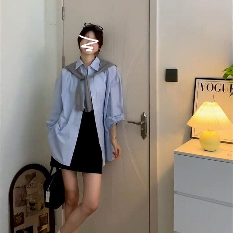 Blue Long-Sleeve Women's Layering Shirt Jacket for Early Spring 2026 - High-End Style