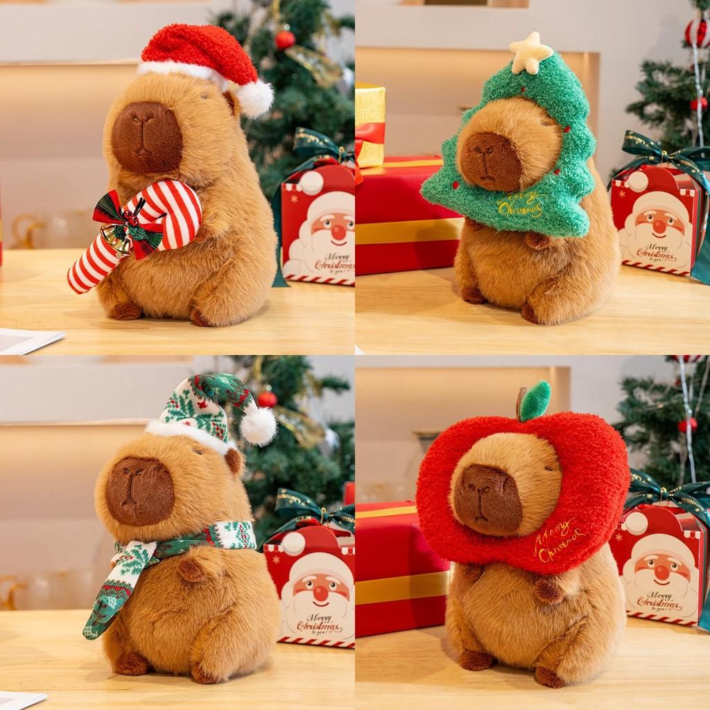 Plush Christmas Capybara Toy Festive Xmas Decoration Stuffed Doll Gift Kids