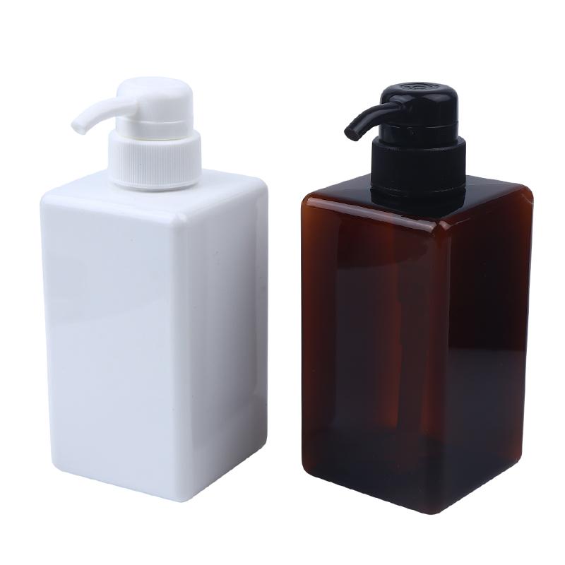 Butelka na balsam do ciała 450 ml, kwadratowa, wielokrotnego napełniania, plastikowa z pompką naciskaną, do żelu pod prysznic, szamponu, mydła w płynie, trwały pojemnik wielokrotnego napełniania