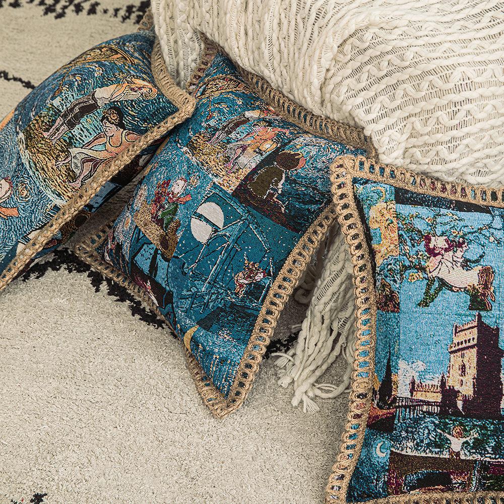 Mediterranean Artist Striped Pillowcase Home Living Room Sofa Art Deco Cushion Cover Study Long Sitting Pillow