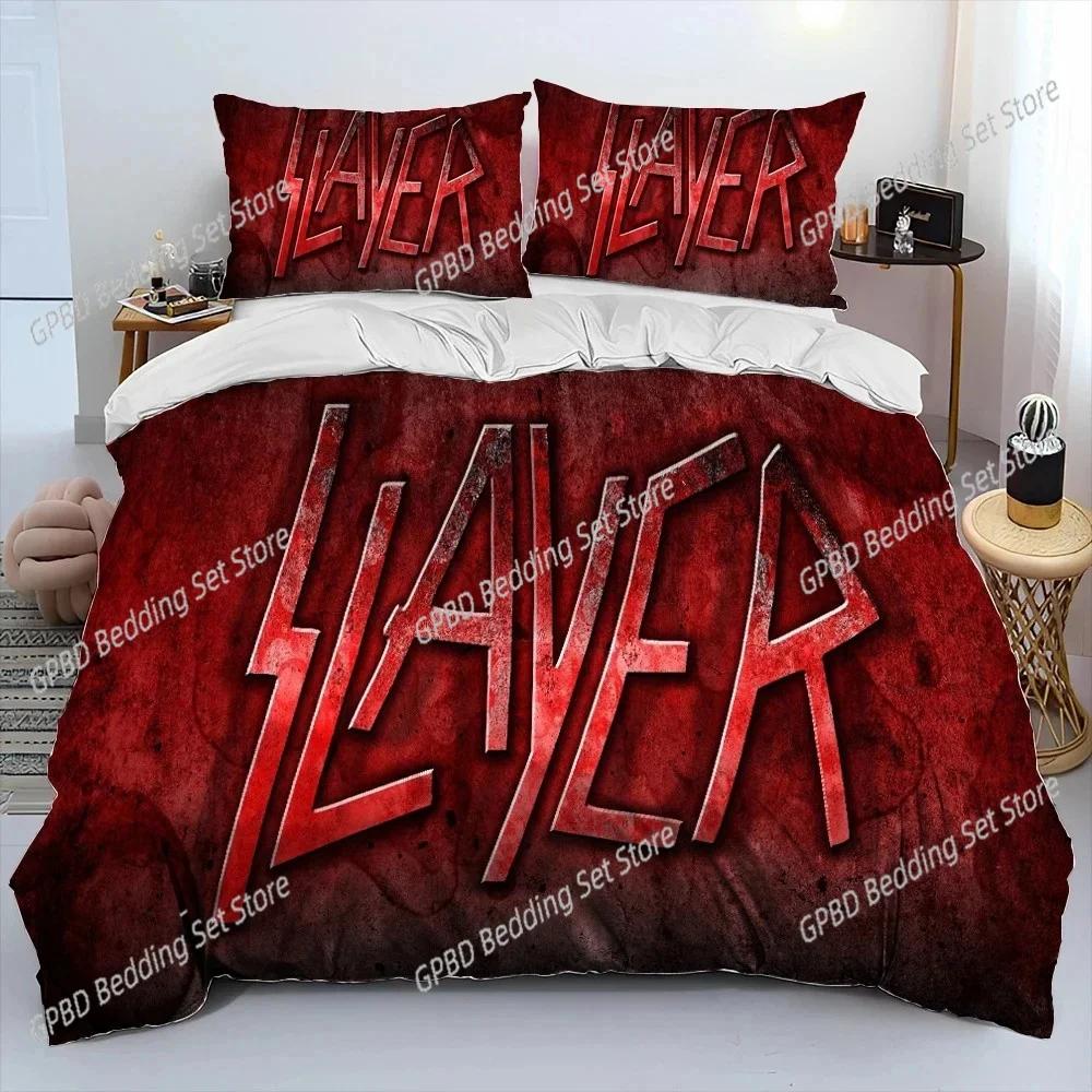 3D Print Slayer Heavy Metal Bplus Music Beding Set Bedrom Soft Modern Bedspreads Comefortable Soft with Soft Fabric Duvet Cover Quilt Pilowcase