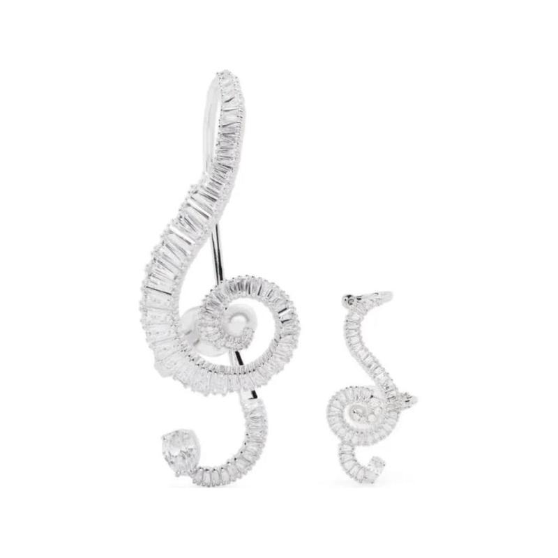 Swarovski Ariana Grandex Capsule Collection Inlaid Design Crystal Brass Imitation Pearl Ear Clip Women's Silver 5720866
