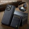 For iPhone 16 Pro Case AUTSPACE A12 Leather Back Cover with Magnetic Detachable Card Bag Kickstand
