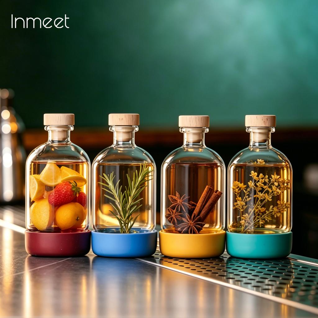 Inmeet Bar Professionelles 2-teiliges Tauchflaschen-Set Mehrzweck-Glasflasche mit Stopfen für Wein Saft Öl Haushaltsgebrauch