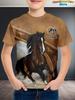 Children's Clothing Boys T-Shirt 3D Horse Print Short Sleeve Fashion Kids Summer Clothes Casual Child Girls Clothing O-Neck Tops