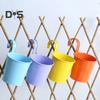 Iron Hanging Flower Pot Balcony Planter with Detachable Hook Solid Color Herb Pot for Indoor Windows Garden Fence Railing